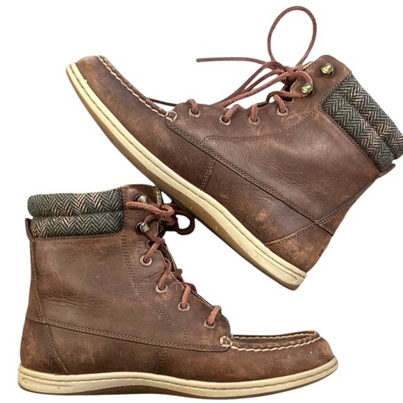 Sperry Top-Sider Bayfish Brown Leather Combat Style Boots Size 7 STS96729 - Picture 1 of 10